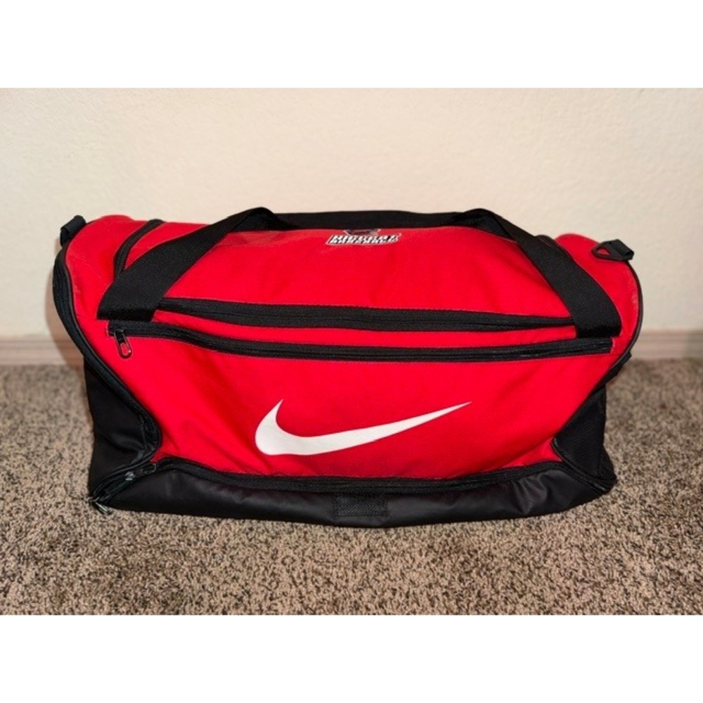 Nike Hillcat Baseball Duffel Bag Red Black Large Gym Travel Bag Padded Strap